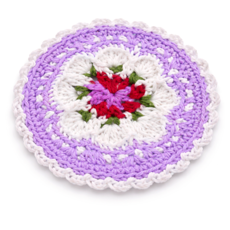 Lavender Floral Crochet Cotton Yarn Handmade Doily